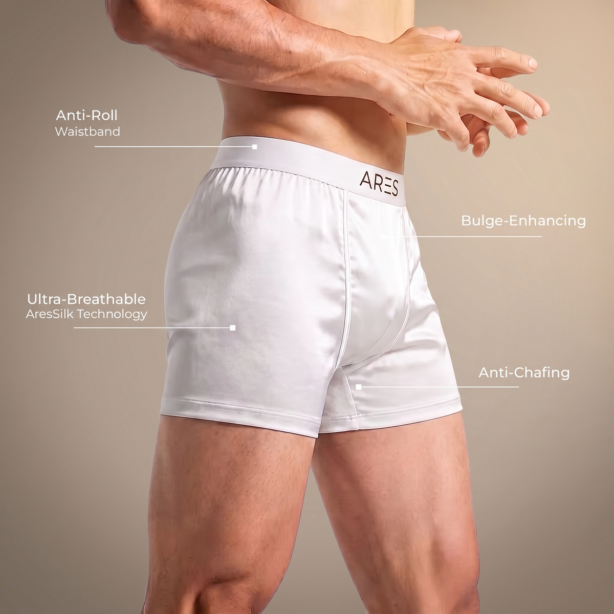 Ares zijden boxers | Comfort voor de hele dag (witte editie)