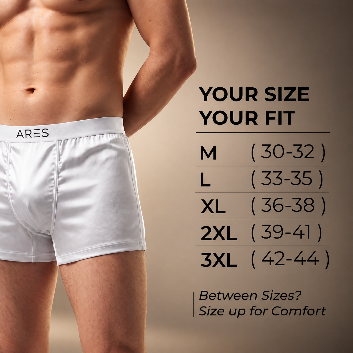 Ares zijden boxers | Comfort voor de hele dag (witte editie)